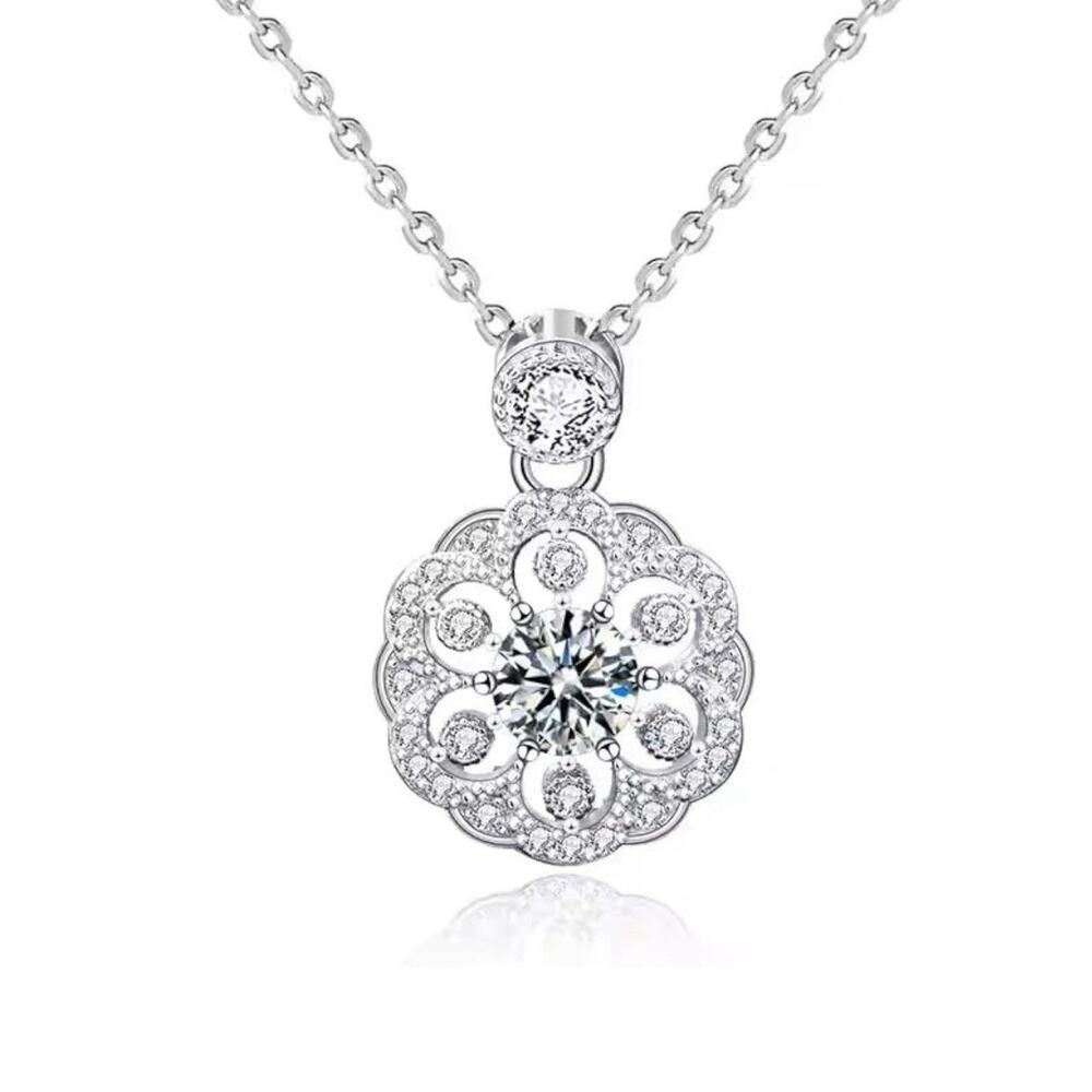 0.5CT Moissanite Solitaire Pendant Necklace 925 Silver Round Cut w/ GRA Cert